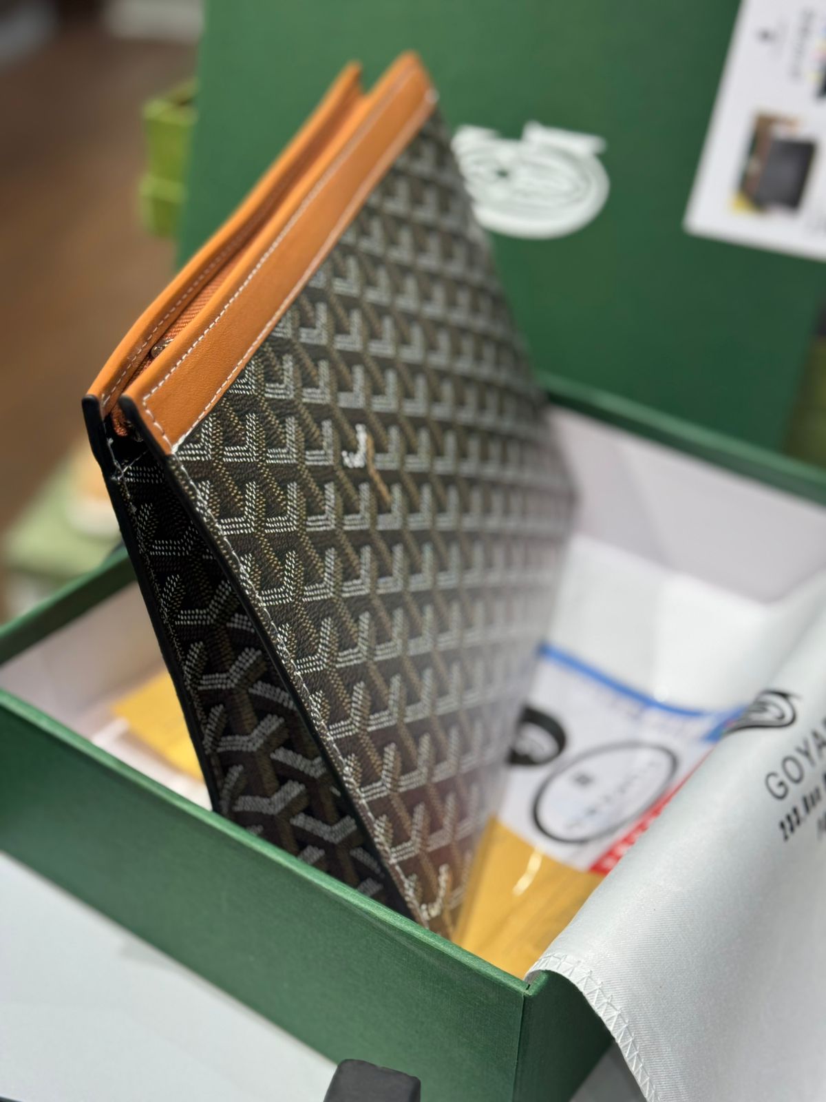 Goyard Senat MM Pouch - Chevron Canvas with Leather Trim