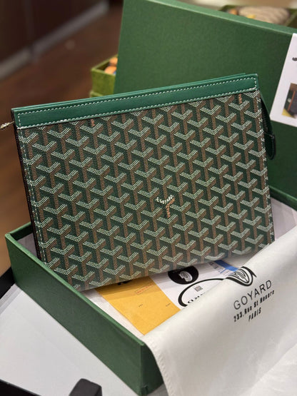 Goyard Senat MM Pouch - Chevron Canvas with Leather Trim