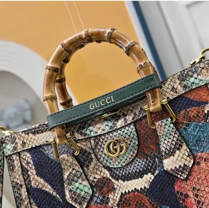 Gucci Bamboo Top-Handle Floral Print Bag