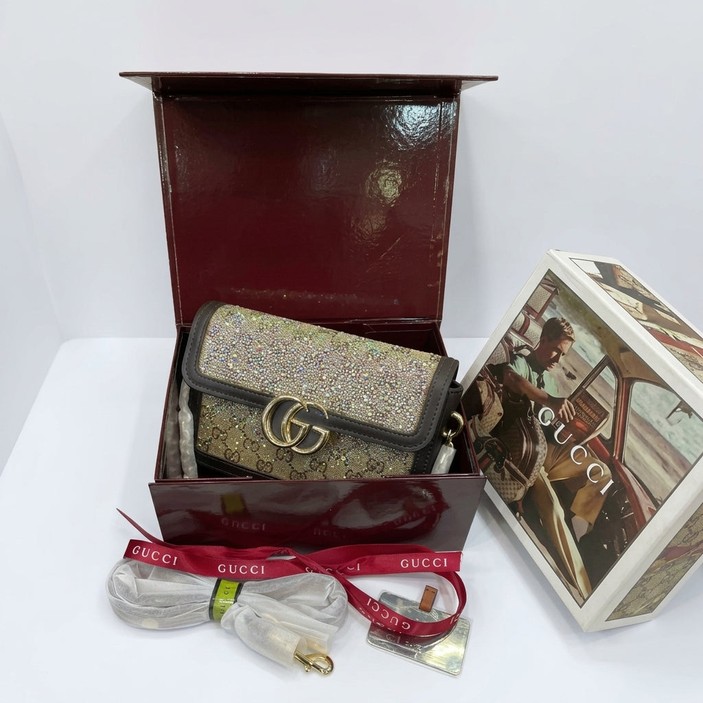 Gucci GG Marmont Crystal Monogram Shoulder Bag