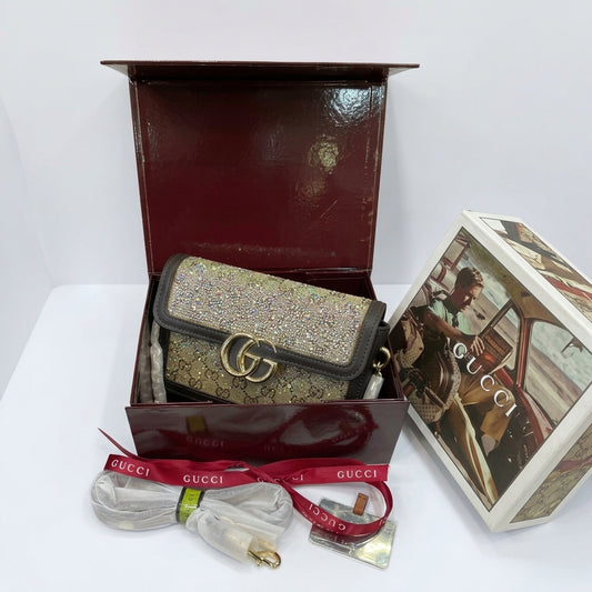 Gucci GG Marmont Crystal Monogram Shoulder Bag