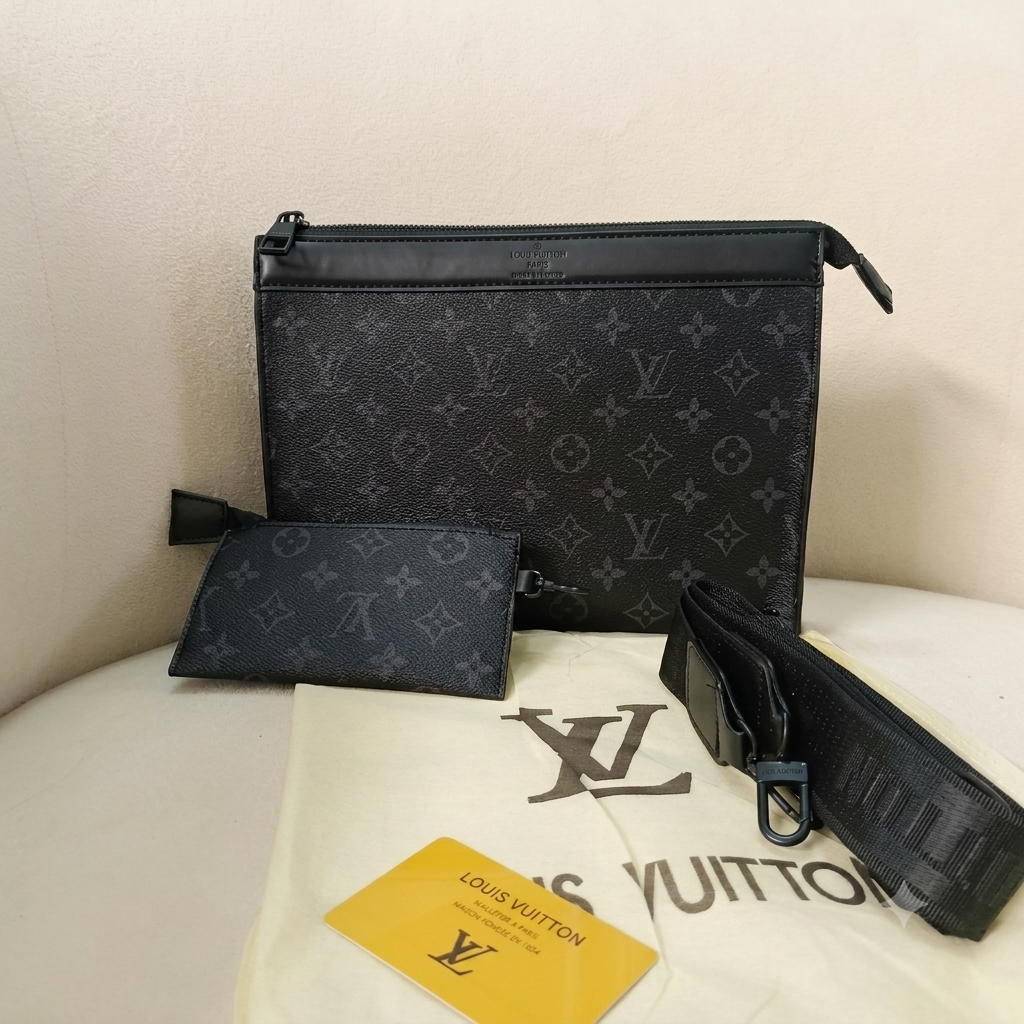 Louis Vuitton Monogram Eclipse Pouch & Crossbody Set