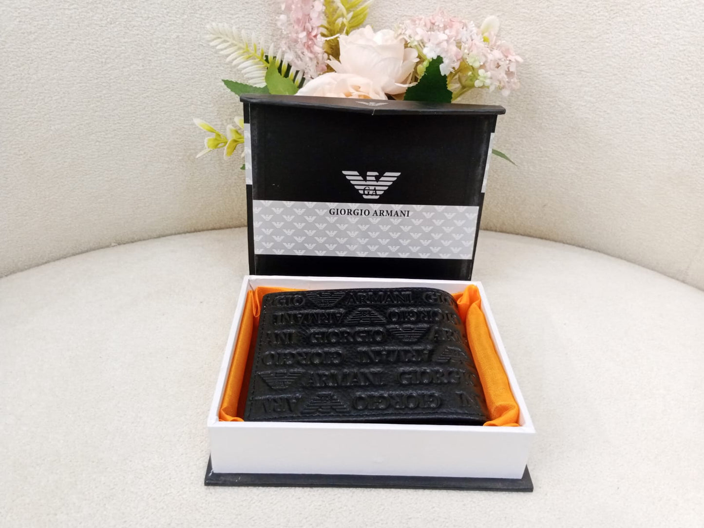 Giorgio Armani Signature Embossed Premium Leather Bifold Wallet