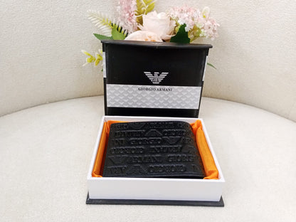 Giorgio Armani Signature Embossed Premium Leather Bifold Wallet