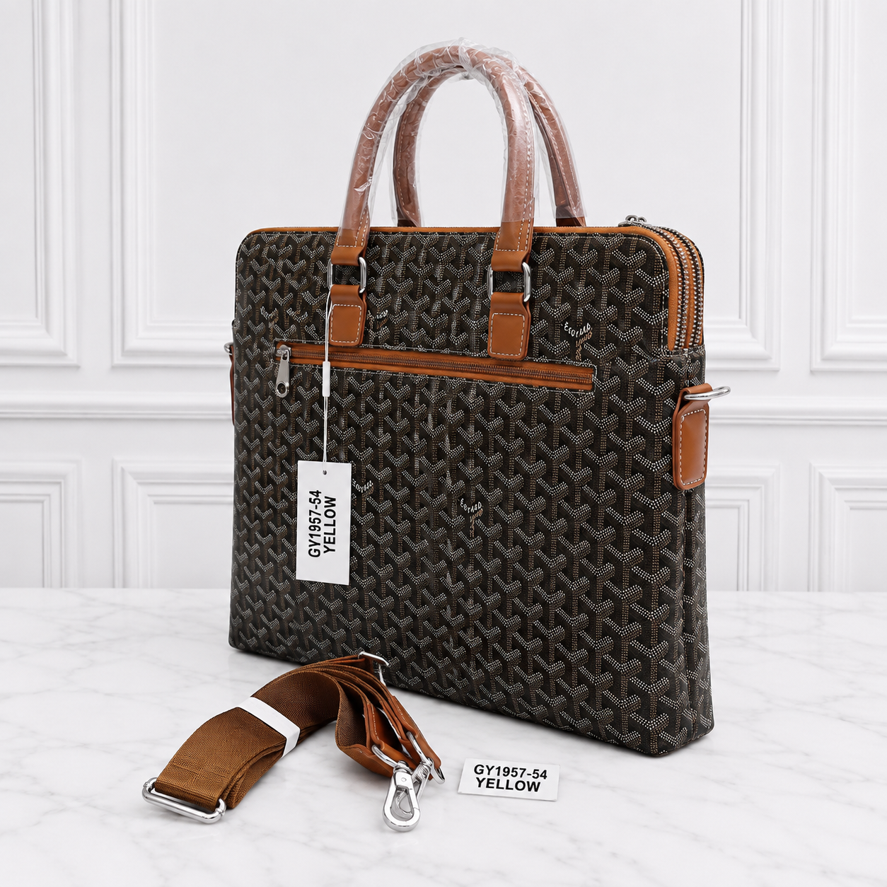 Goyard-Style Monogram Premium Laptop Briefcase