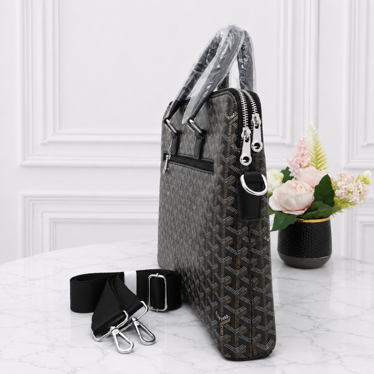 Goyard-Style Monogram Premium Laptop Briefcase