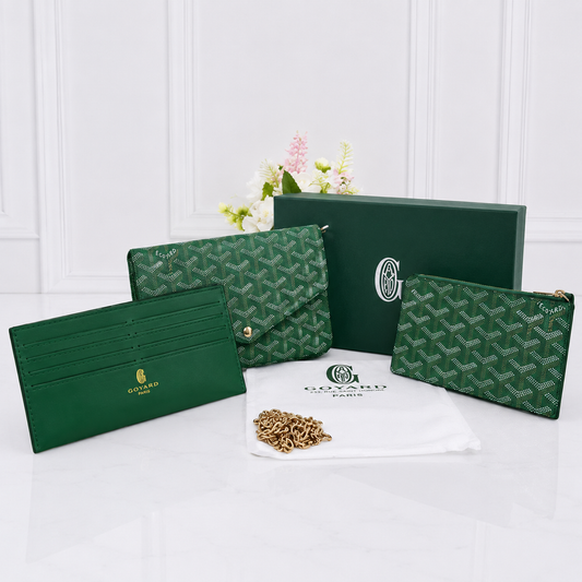 Goyard Goyardine 3-Piece Wallet & Pouch Set
