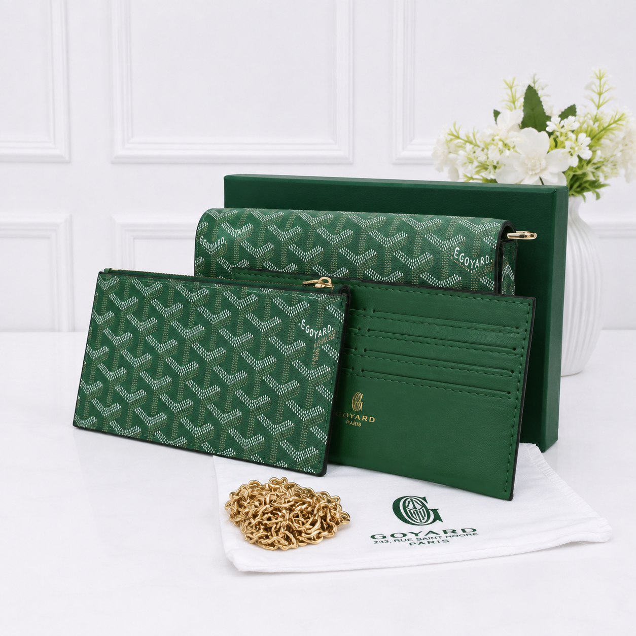Goyard Goyardine 3-Piece Wallet & Pouch Set