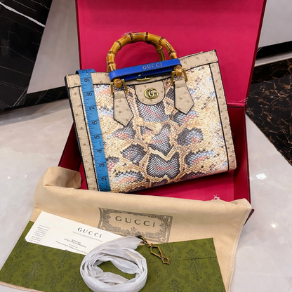 Gu-cci Bamboo Handle Tote Bag Collection Style