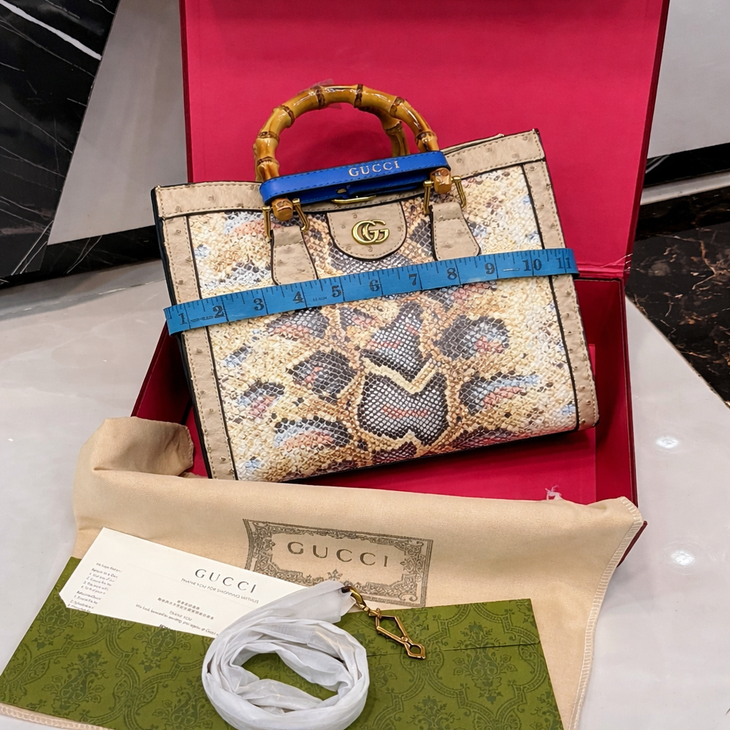 Gu-cci Bamboo Handle Tote Bag Collection Style