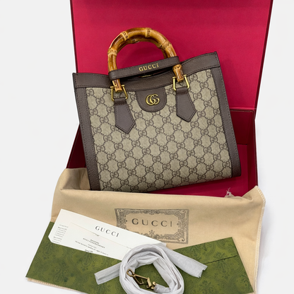 Gu-cci Bamboo Handle Tote Bag Collection Style