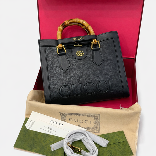 Gu-cci Bamboo Handle Tote Bag Collection Style