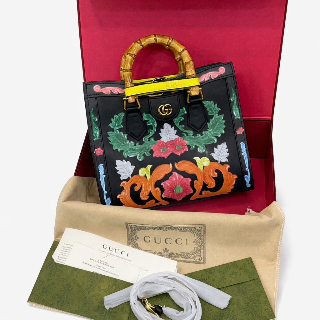 Gu-cci Bamboo Handle Tote Bag Collection Style