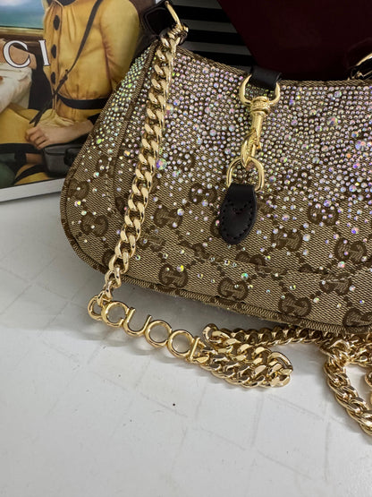 Gu-cci GG Crystal Jackie Style Shoulder Bag