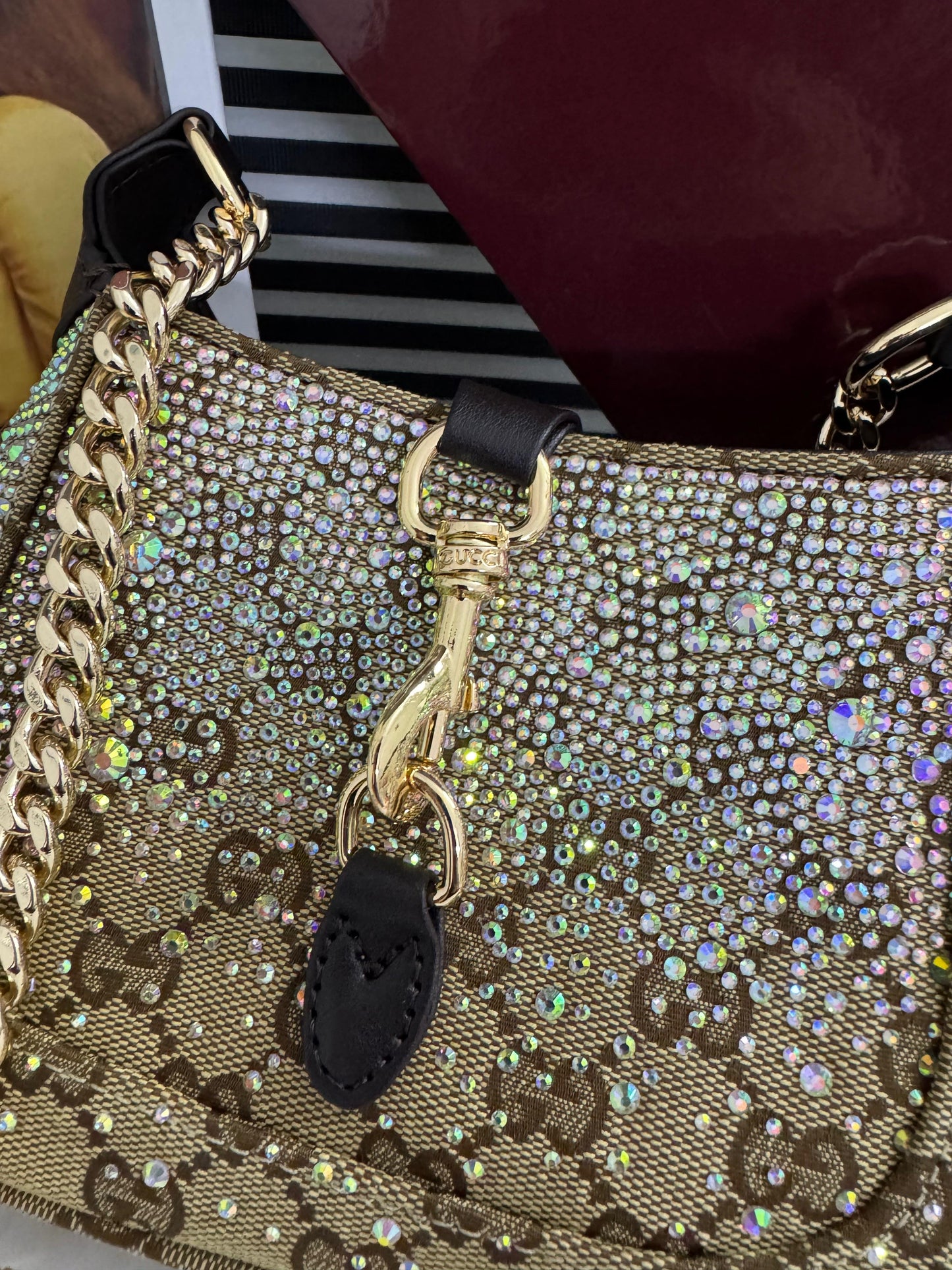 Gu-cci GG Crystal Jackie Style Shoulder Bag