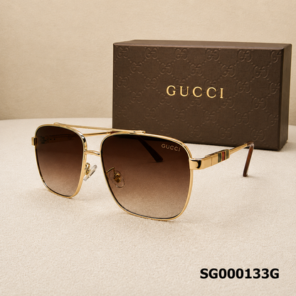 Gu-cci Rectangular Aviator Metal Sunglasses Style