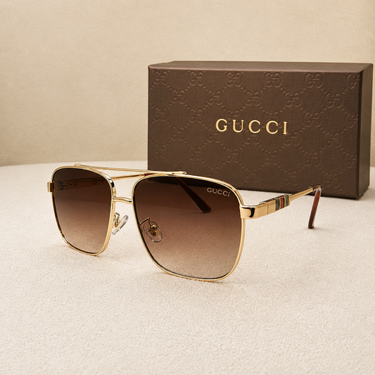 Gu-cci Rectangular Aviator Metal Sunglasses Style
