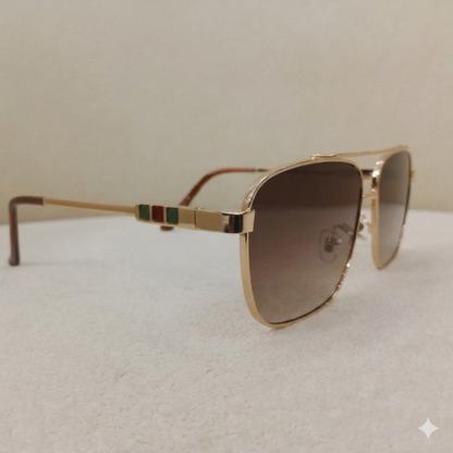 Gu-cci Rectangular Aviator Metal Sunglasses Style