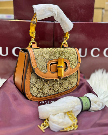 Gucci GG Canvas Bamboo 1947 Mini Top Handle Bag – GG Monogram Crystal Stud