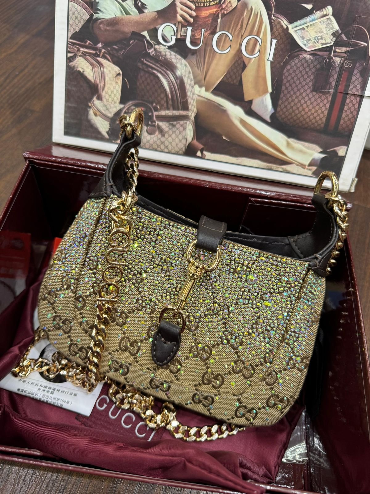 Gucci GG Crystal Jackie Style Shoulder Bag