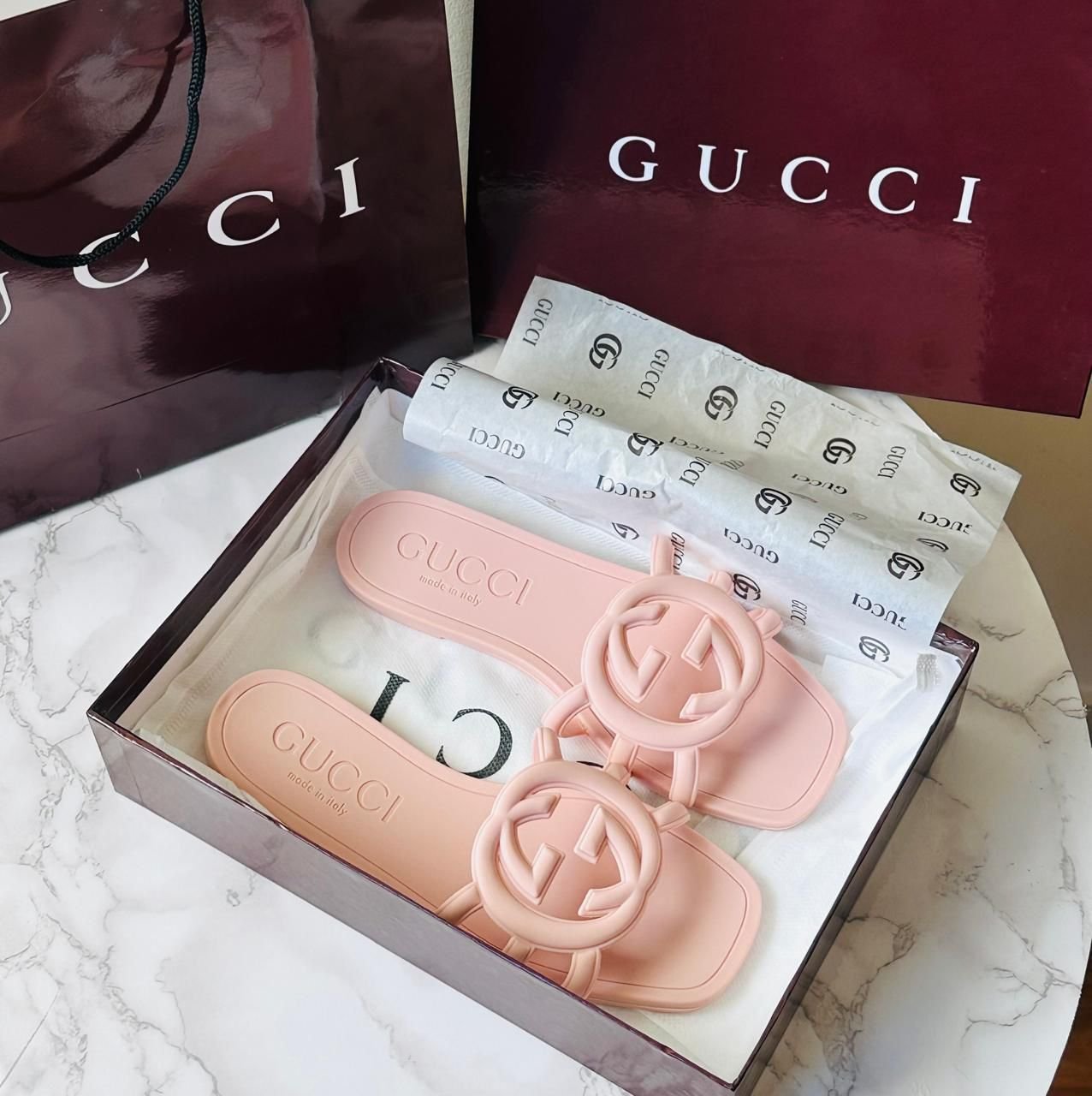 Gucci Style Logo Flat Slide