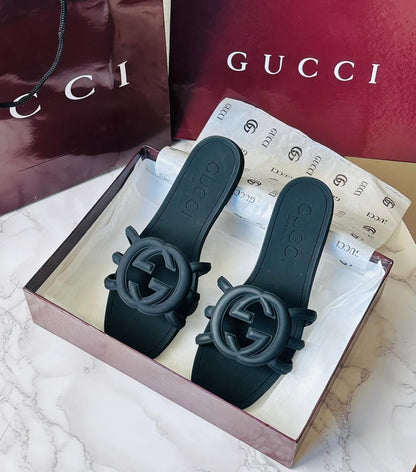 Gucci Style Logo Flat Slide
