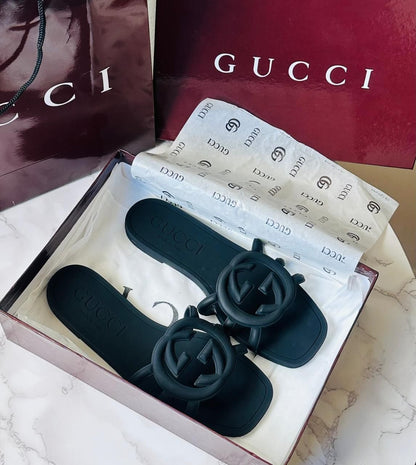 Gucci Style Logo Flat Slide