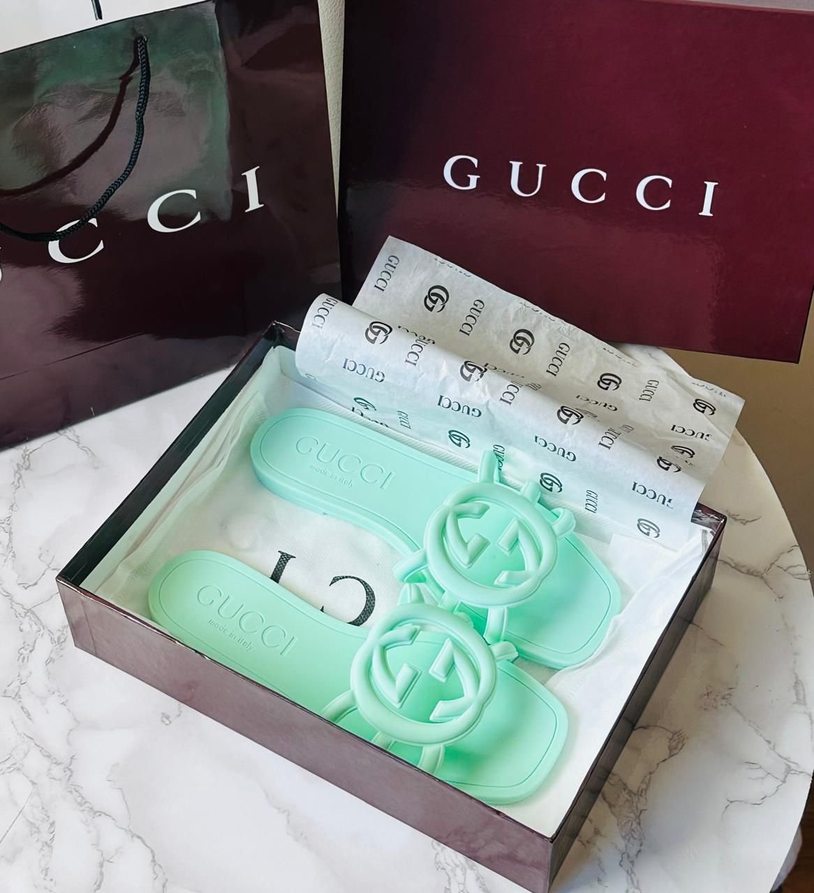 Gucci Style Logo Flat Slide