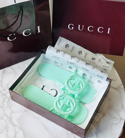 Gucci Style Logo Flat Slide