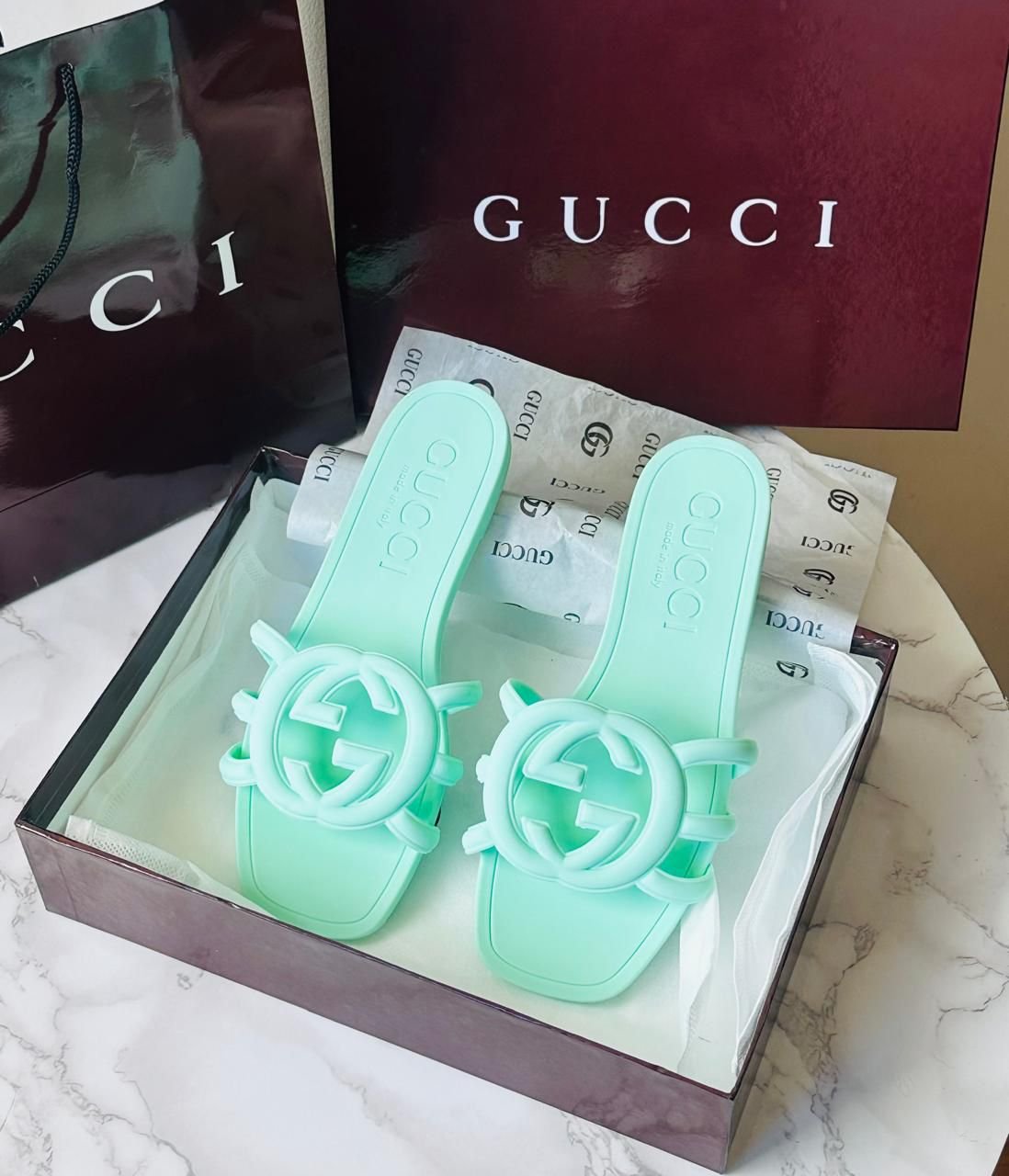 Gucci Style Logo Flat Slide
