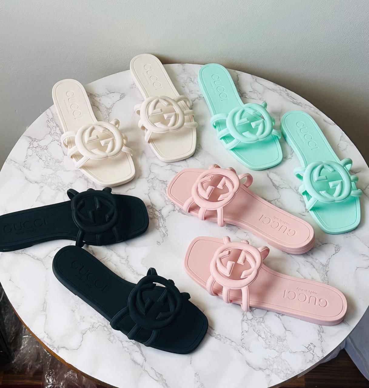 Gucci Style Logo Flat Slide