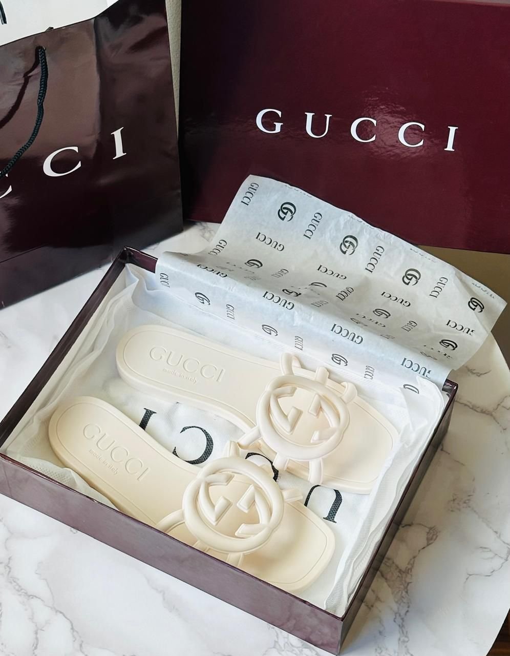 Gucci Style Logo Flat Slide
