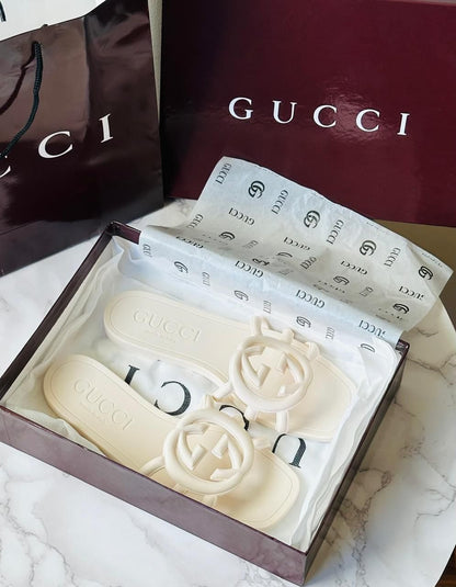 Gucci Style Logo Flat Slide