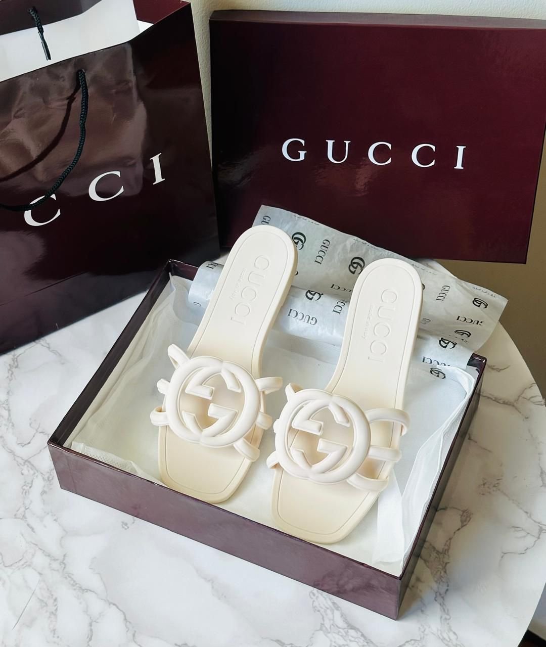 Gucci Style Logo Flat Slide