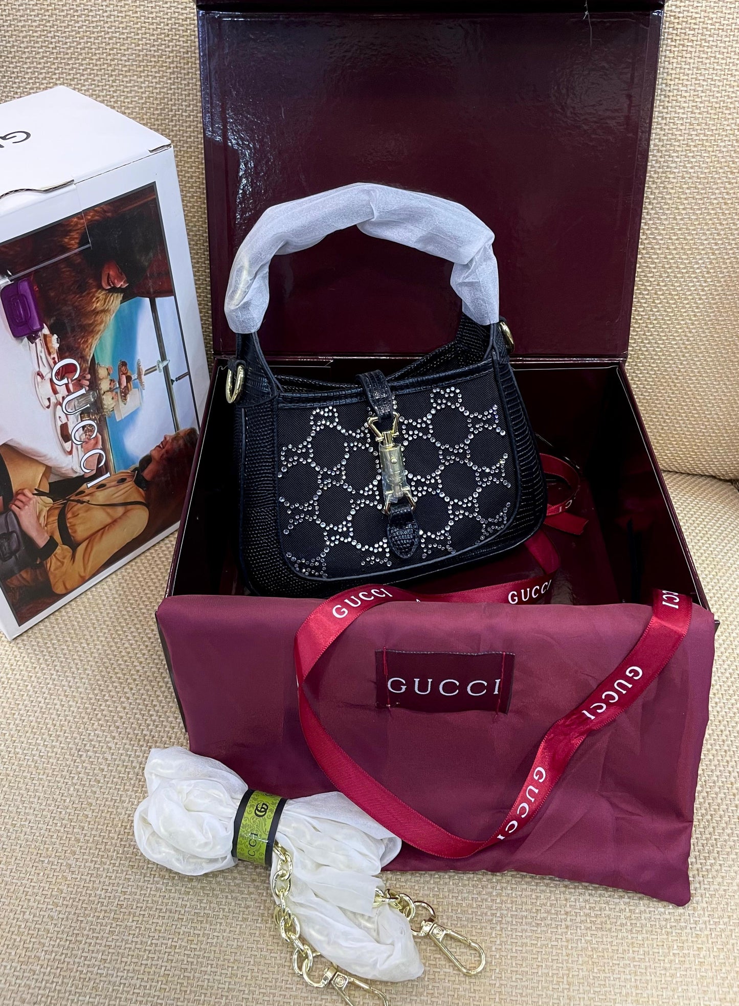 Gu-cci Jackie 1961 Mini Crystal Shoulder Bag