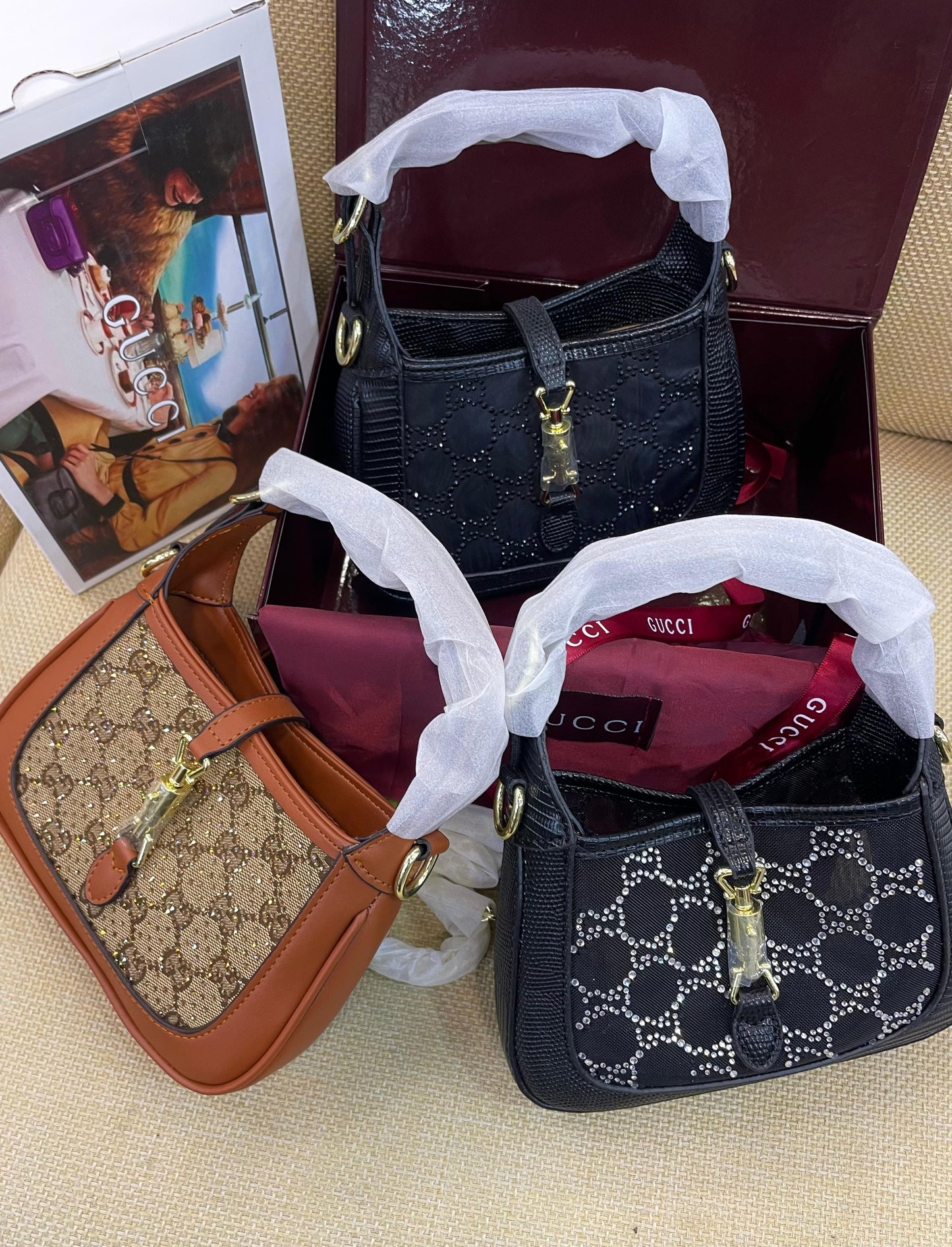 Gu-cci Jackie 1961 Mini Crystal Shoulder Bag