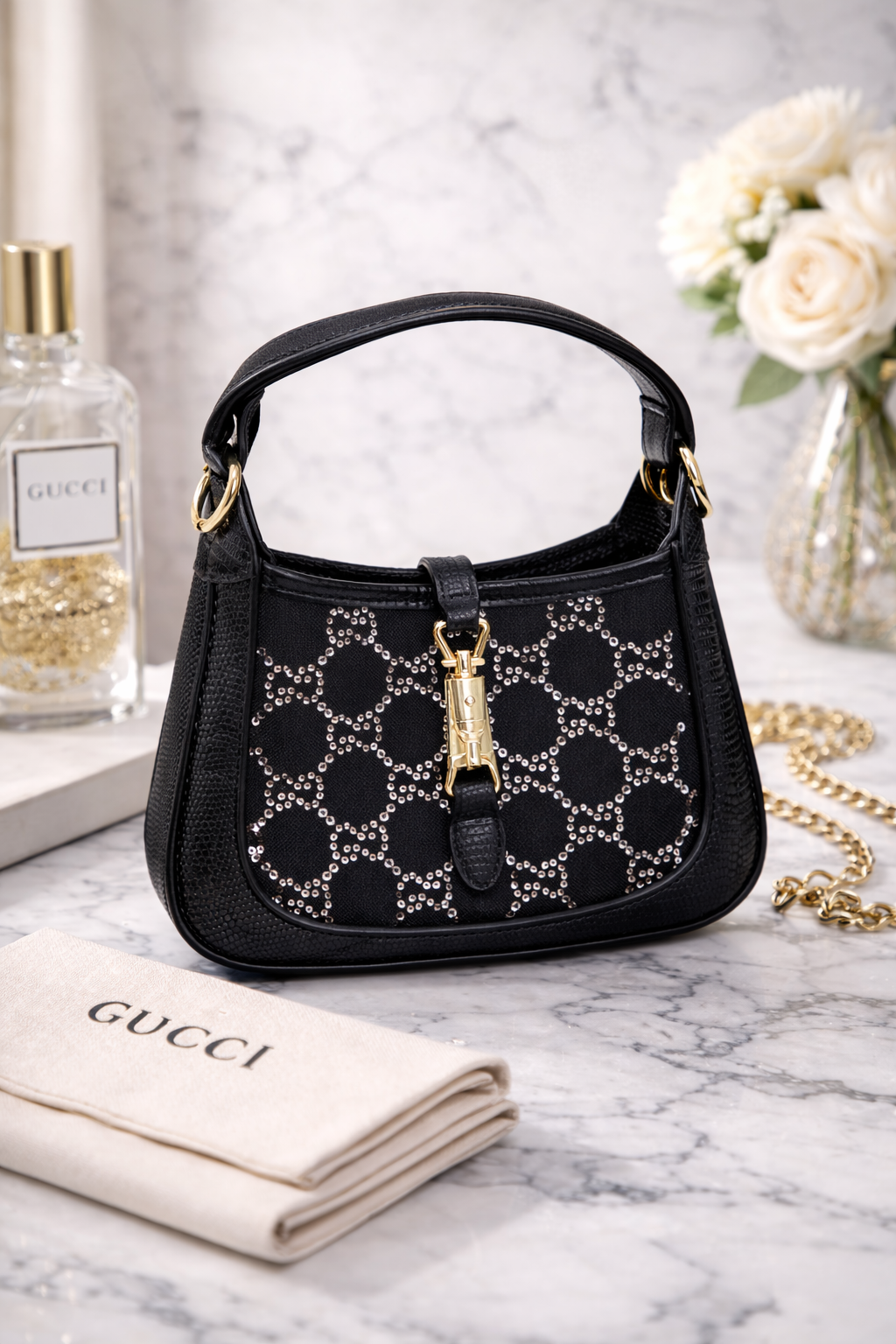 Gu-cci Jackie 1961 Mini Crystal Shoulder Bag