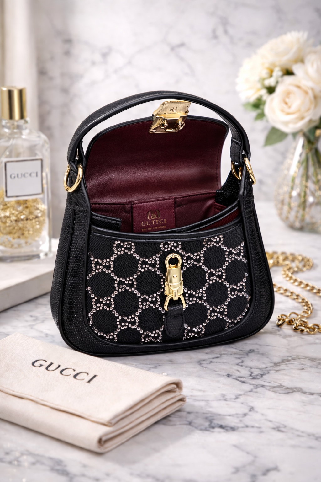Gu-cci Jackie 1961 Mini Crystal Shoulder Bag