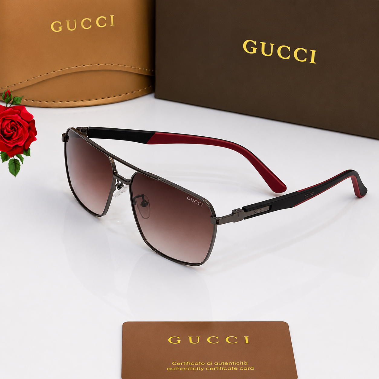 Gucci Aero Shield Metal Sunglasses