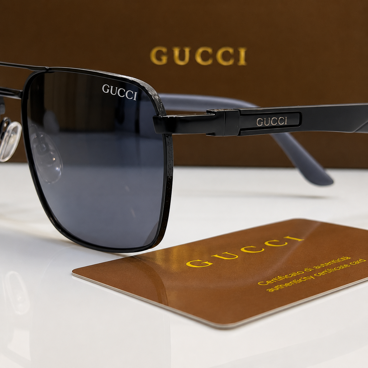 Gucci Aero Shield Metal Sunglasses