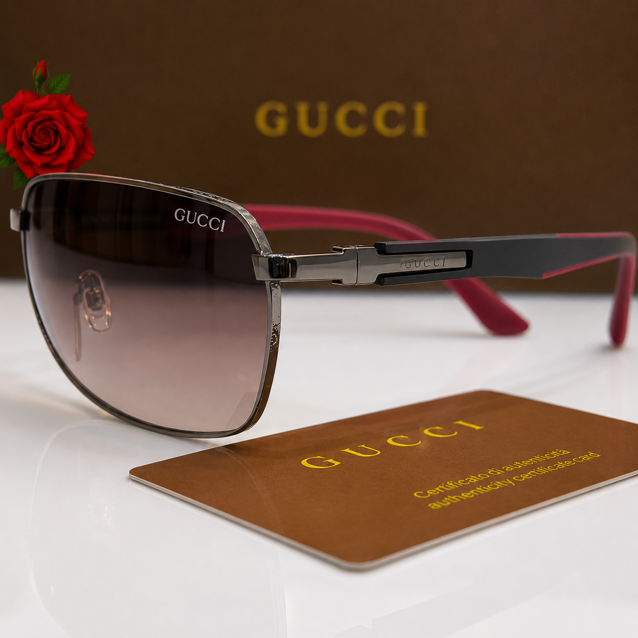 Gucci Aero Shield Metal Sunglasses