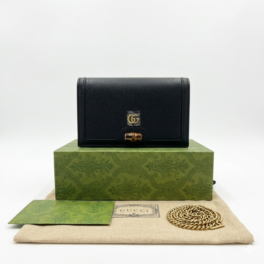 Gu-cci Bamboo Lock Chain Wallet Bag