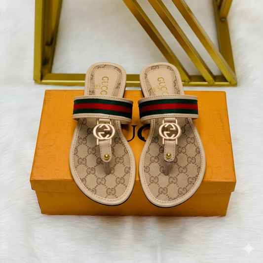 Gucci GG Canvas Web Stripe Thong Sandals