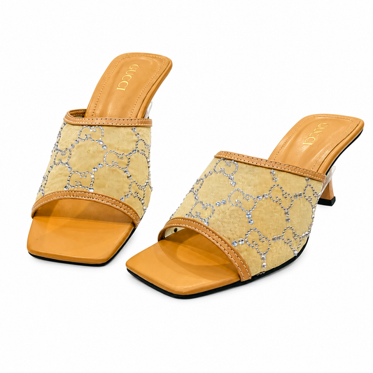 Gucci GG Crystal Canvas Slide Heels