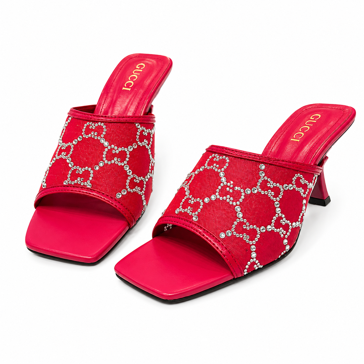 Gucci GG Crystal Canvas Slide Heels