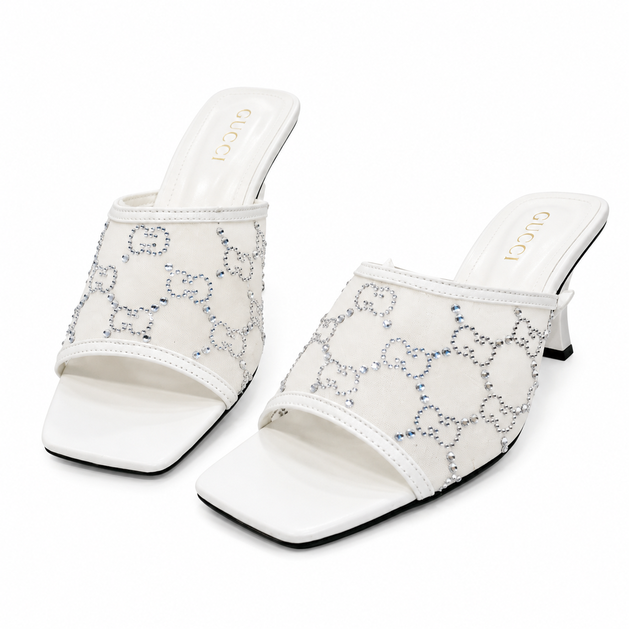 Gucci GG Crystal Canvas Slide Heels