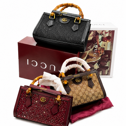 Gucci GG Crystal Embellished Bamboo Handle Mini Tote Bag