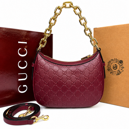 Gucci GG Embossed Leather Chain Shoulder Bag