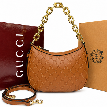 Gucci GG Embossed Leather Chain Shoulder Bag