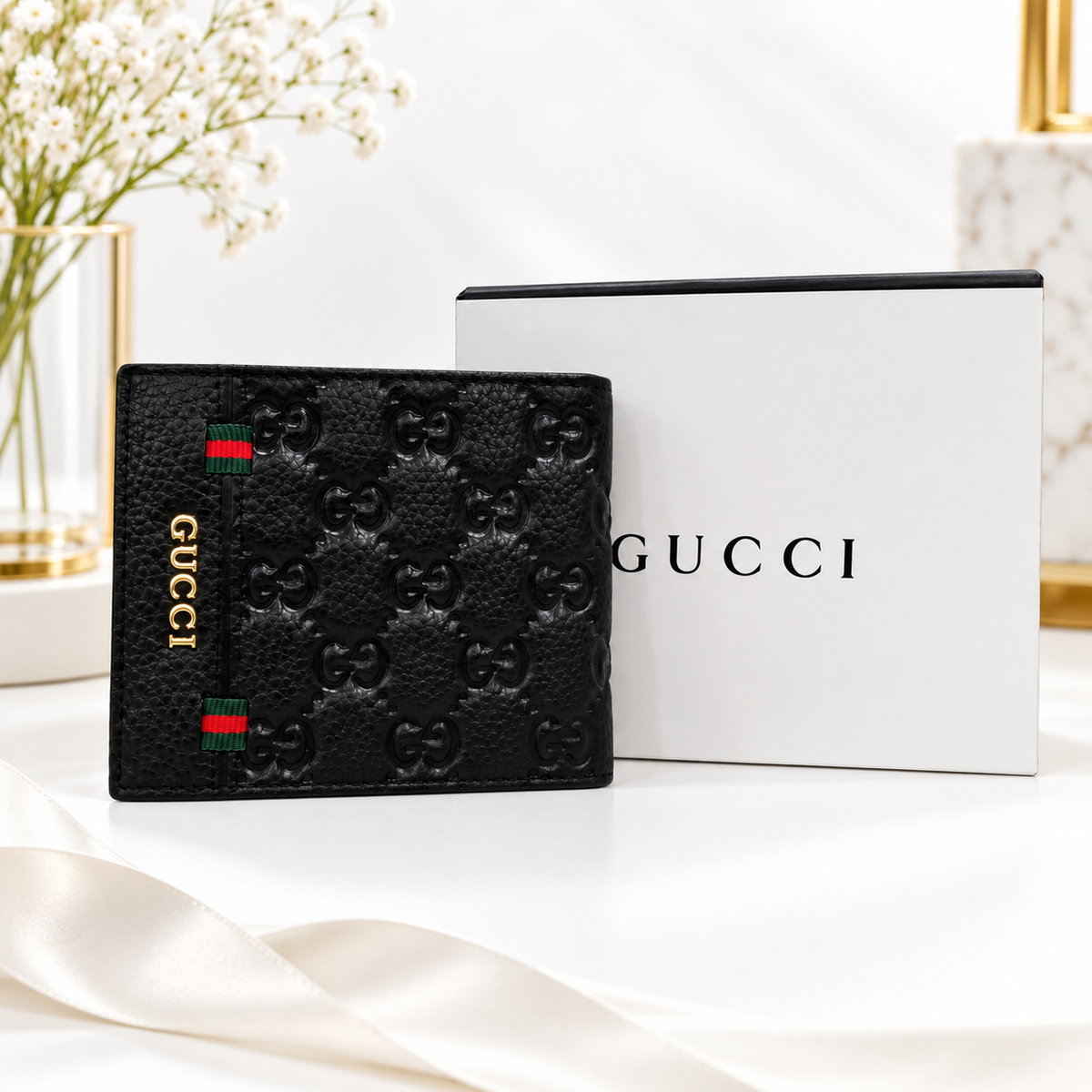 Gucci GG Embossed Web Stripe Bifold Wallet